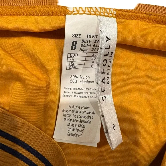 SEAFOLLY High Waist Bikini Bottoms Spirit Animal Gold Navy  Sz US 8 - Picture 10 of 11